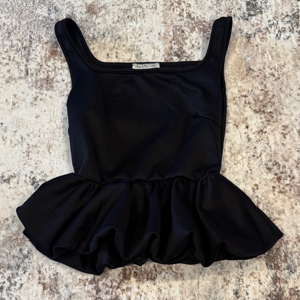 Black Peplum Tank Top
